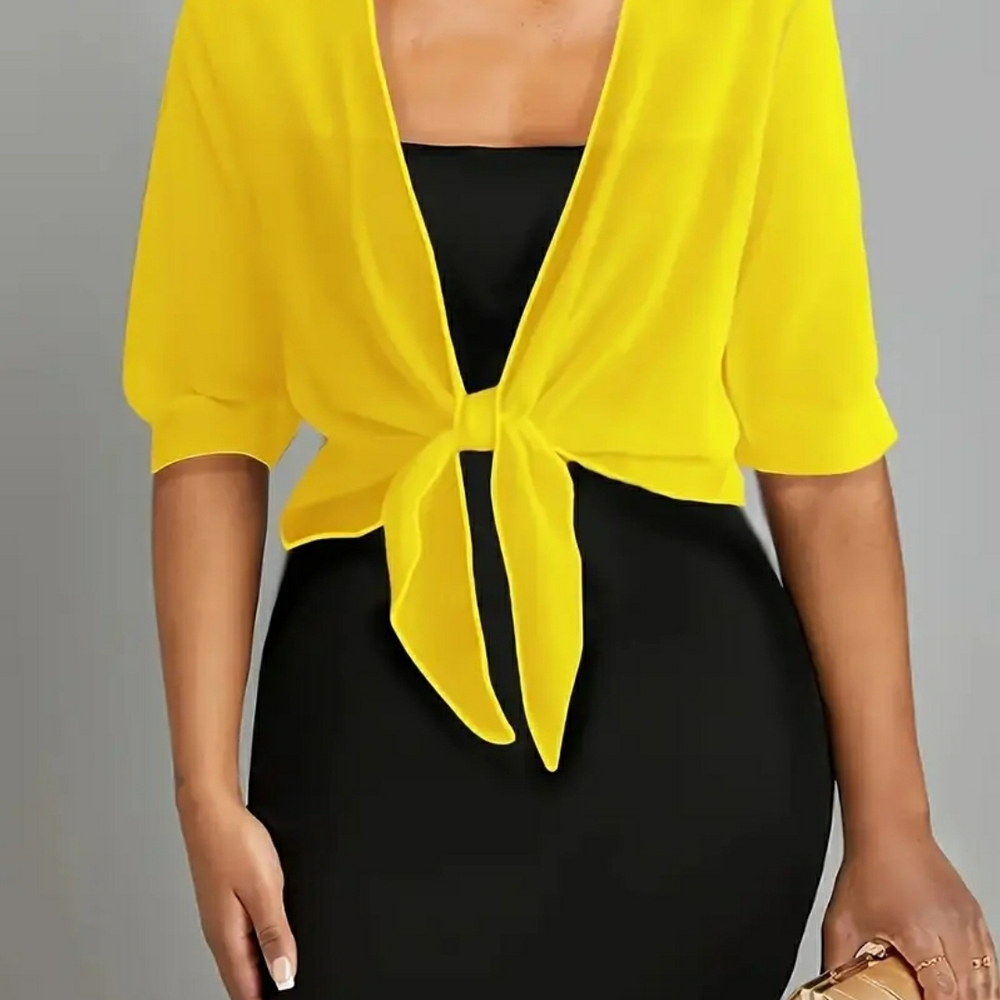 Yellow Women's Tie-Front Vest